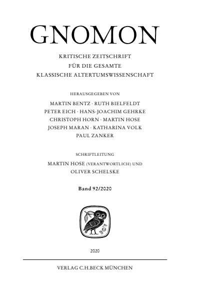 Cover der Ausgabe: Gnomon Jahrgang 92 (2020), Heft 8