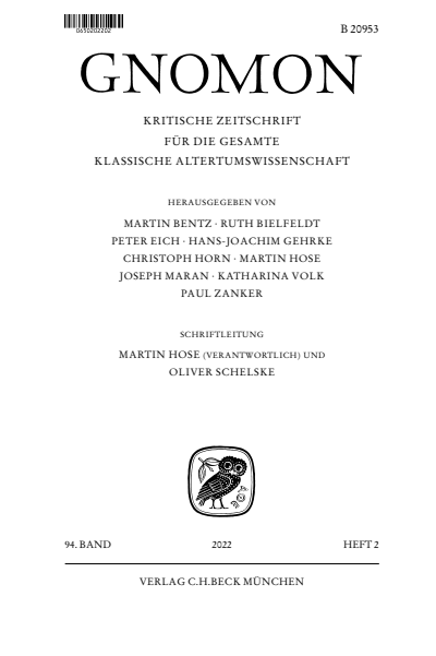 Cover der Ausgabe: Gnomon Jahrgang 94 (2022), Heft 2