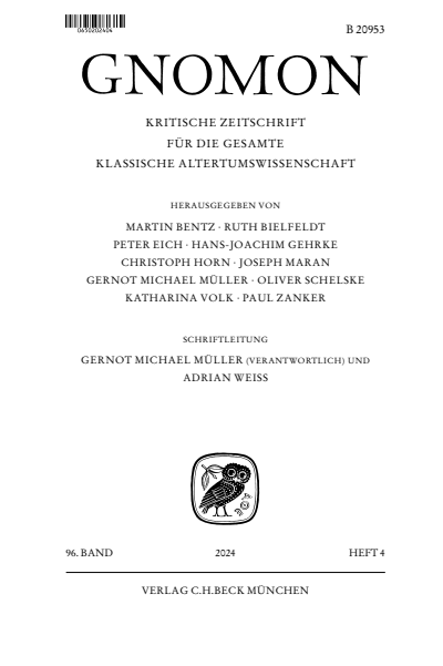 Cover der Ausgabe: Gnomon Jahrgang 96 (2024), Heft 4