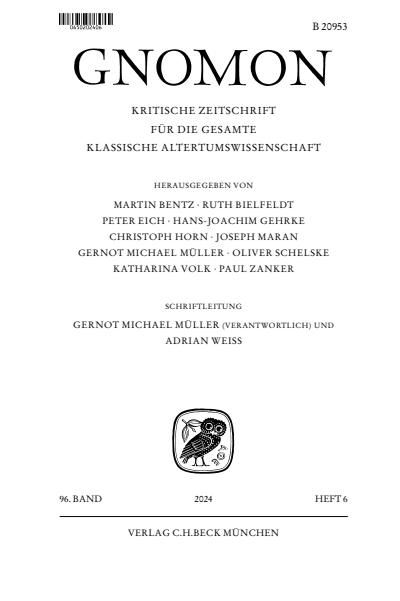 Cover der Ausgabe: Gnomon Jahrgang 96 (2024), Heft 6
