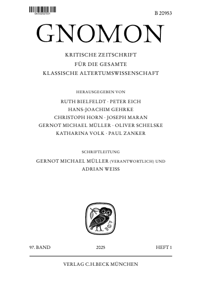 Cover der Ausgabe: Gnomon Jahrgang 97 (2025), Heft 1
