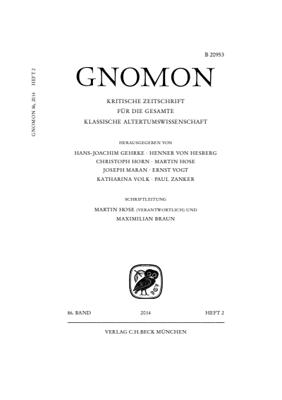 Cover der Ausgabe: Gnomon Jahrgang 86 (2014), Heft 2