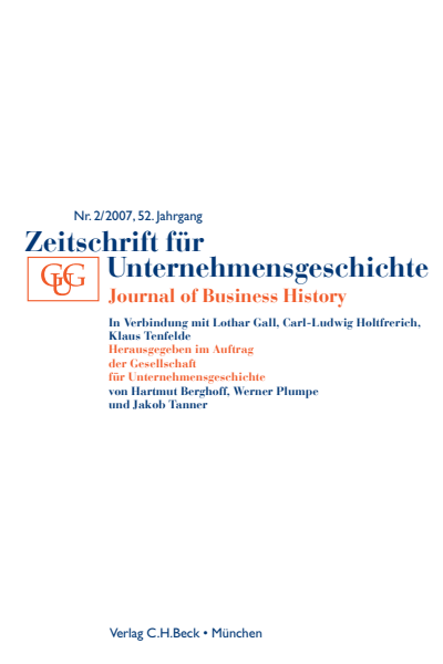 Cover der Ausgabe: Zeitschrift für Unternehmensgeschichte Jahrgang 52 (2007), Heft 2