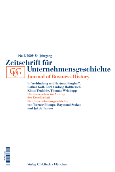 Cover der Ausgabe: Zeitschrift für Unternehmensgeschichte Jahrgang 54 (2009), Heft 2