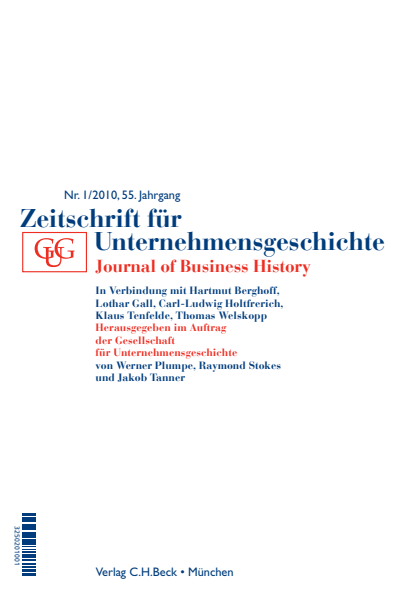 Cover der Ausgabe: Zeitschrift für Unternehmensgeschichte Jahrgang 55 (2010), Heft 1