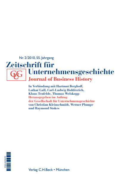 Cover der Ausgabe: Zeitschrift für Unternehmensgeschichte Jahrgang 55 (2010), Heft 2
