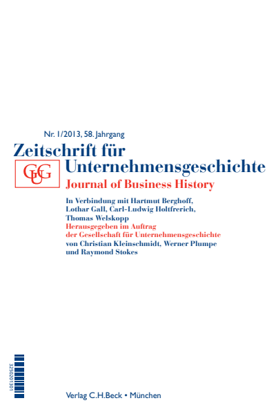 Cover of Volume: Zeitschrift für Unternehmensgeschichte Volume 58 (2013), Edition 1