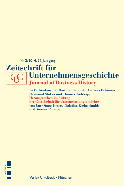 Cover der Ausgabe: Zeitschrift für Unternehmensgeschichte Jahrgang 59 (2014), Heft 2