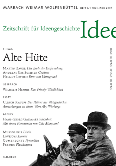 Cover der Ausgabe: Zeitschrift für Ideengeschichte Jahrgang 1 (2007), Heft 1