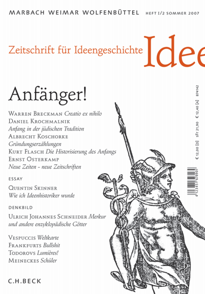 Cover der Ausgabe: Zeitschrift für Ideengeschichte Jahrgang 1 (2007), Heft 2