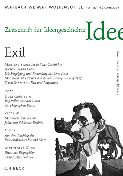 Cover der Ausgabe: Zeitschrift für Ideengeschichte Jahrgang 2 (2008), Heft 1