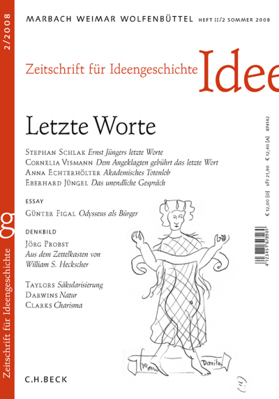 Cover der Ausgabe: Zeitschrift für Ideengeschichte Jahrgang 2 (2008), Heft 2