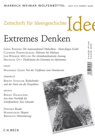 Cover der Ausgabe: Zeitschrift für Ideengeschichte Jahrgang 2 (2008), Heft 3