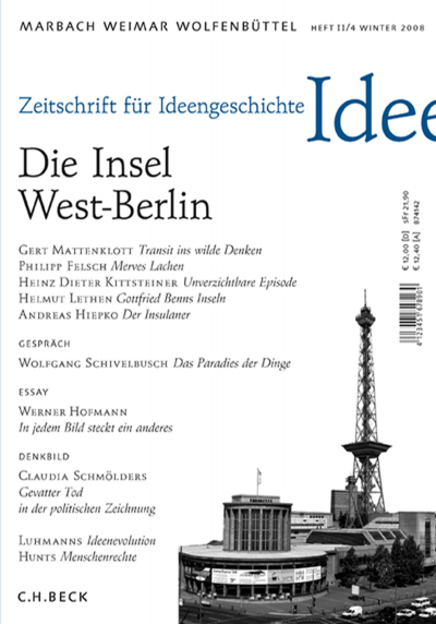 Cover der Ausgabe: Zeitschrift für Ideengeschichte Jahrgang 2 (2008), Heft 4