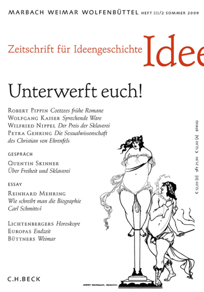 Cover der Ausgabe: Zeitschrift für Ideengeschichte Jahrgang 3 (2009), Heft 2