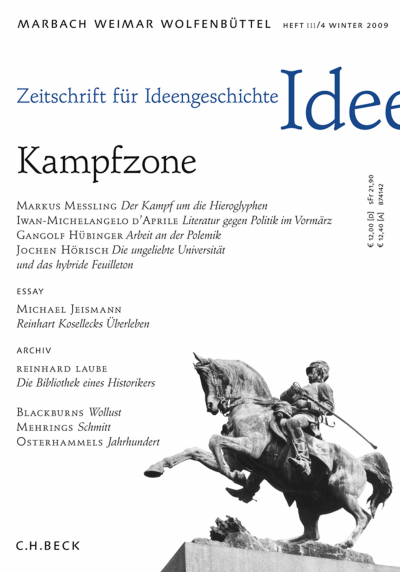 Cover der Ausgabe: Zeitschrift für Ideengeschichte Jahrgang 3 (2009), Heft 4