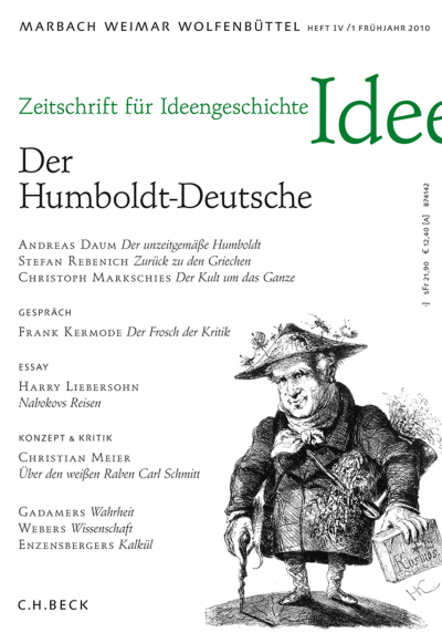 Cover der Ausgabe: Zeitschrift für Ideengeschichte Jahrgang 4 (2010), Heft 1