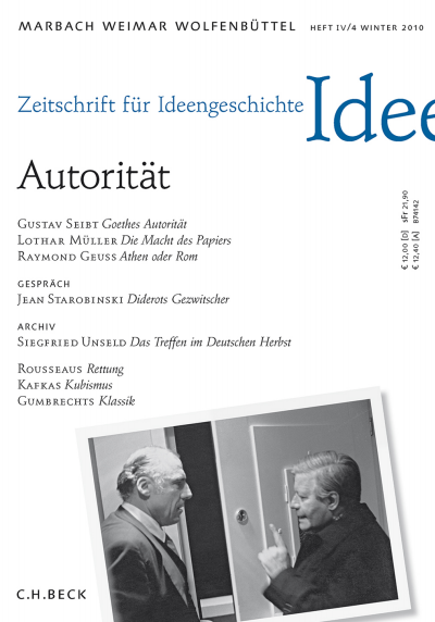 Cover der Ausgabe: Zeitschrift für Ideengeschichte Jahrgang 4 (2010), Heft 4