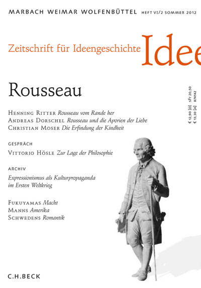 Cover der Ausgabe: Zeitschrift für Ideengeschichte Jahrgang 6 (2012), Heft 2