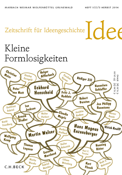 Cover der Ausgabe: Zeitschrift für Ideengeschichte Jahrgang 8 (2014), Heft 3