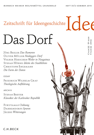 Cover der Ausgabe: Zeitschrift für Ideengeschichte Jahrgang 9 (2015), Heft 2
