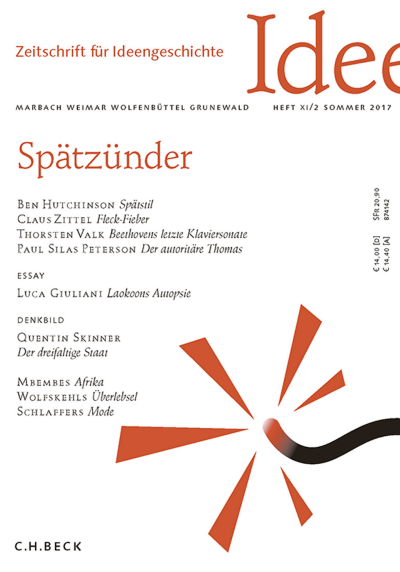 Cover der Ausgabe: Zeitschrift für Ideengeschichte Jahrgang 11 (2017), Heft 2