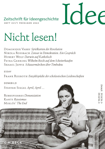 Cover der Ausgabe: Zeitschrift für Ideengeschichte Jahrgang 16 (2022), Heft 1