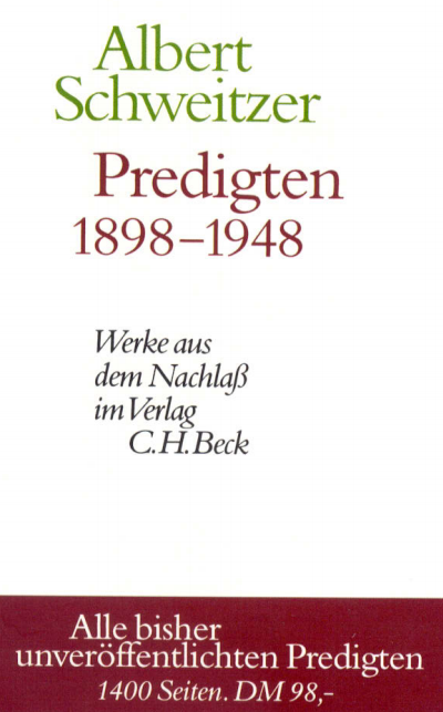 Cover of book: Predigten 1898-1948