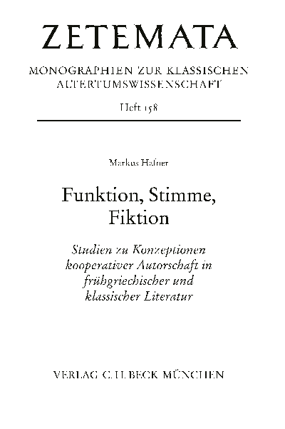 Cover des Buchs: Funktion, Stimme, Fiktion