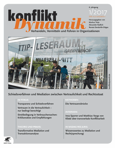 Cover der Ausgabe: Konfliktdynamik Jahrgang 6 (2017), Heft 1