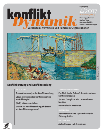 Cover der Ausgabe: Konfliktdynamik Jahrgang 6 (2017), Heft 4