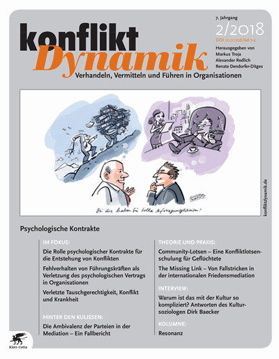 Cover der Ausgabe: Konfliktdynamik Jahrgang 7 (2018), Heft 2