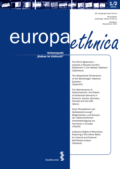 Cover der Ausgabe: europa ethnica Jahrgang 68 (2011), Heft 1-2