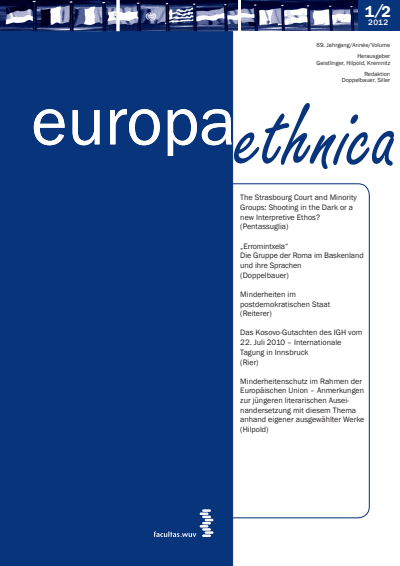 Cover der Ausgabe: europa ethnica Jahrgang 69 (2012), Heft 1-2