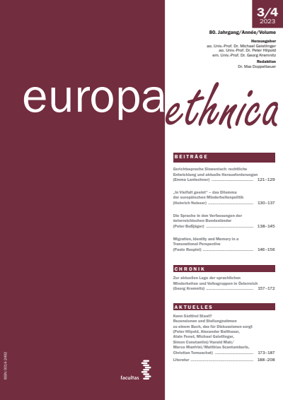 Cover of Volume: europa ethnica Volume 80 (2023), Edition 3-4