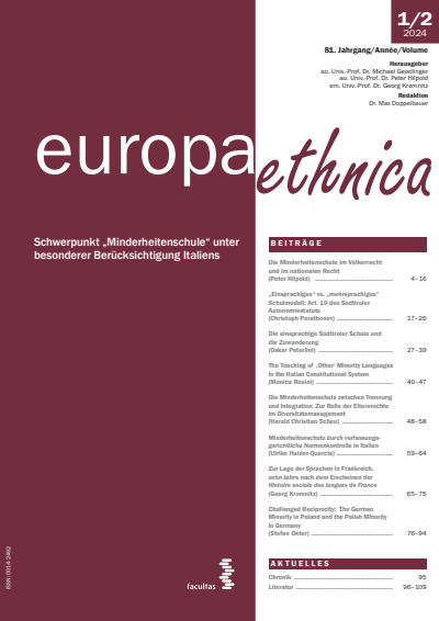 Cover of Volume: europa ethnica Volume 81 (2024), Edition 1-2