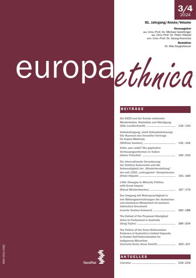 Cover of Volume: europa ethnica Volume 81 (2024), Edition 3-4
