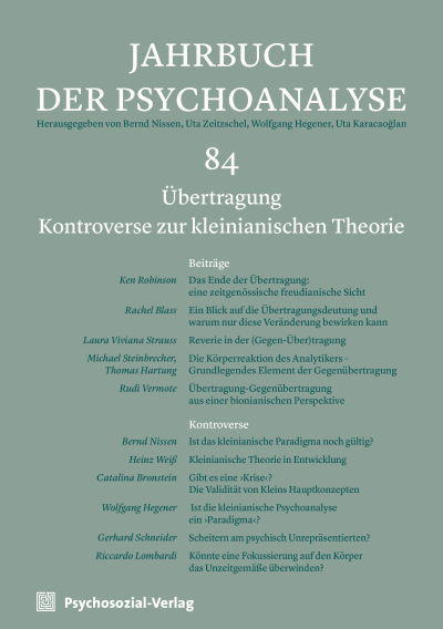 Cover der Ausgabe: Jahrbuch der Psychoanalyse Jahrgang 63 (2022), Heft 1