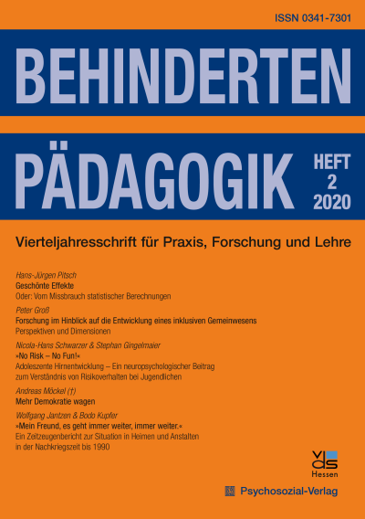 Cover der Ausgabe: Behindertenpädagogik Jahrgang 59 (2020), Heft 2