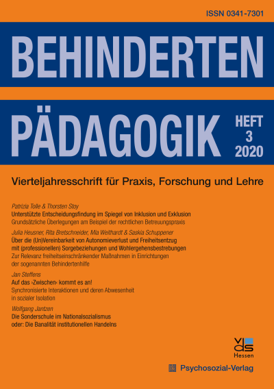Cover der Ausgabe: Behindertenpädagogik Jahrgang 59 (2020), Heft 3