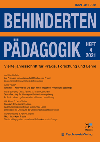 Cover der Ausgabe: Behindertenpädagogik Jahrgang 60 (2021), Heft 4