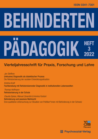 Cover of Volume: Behindertenpädagogik Volume 61 (2022), Edition 3
