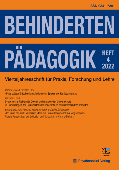 Cover of Volume: Behindertenpädagogik Volume 61 (2022), Edition 4