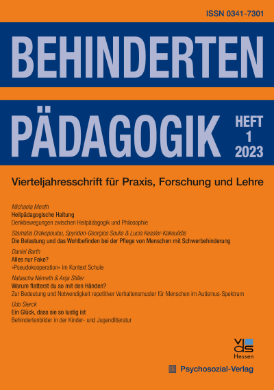 Cover der Ausgabe: Behindertenpädagogik Jahrgang 62 (2023), Heft 1