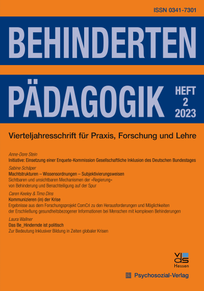 Cover of Volume: Behindertenpädagogik Volume 62 (2023), Edition 2
