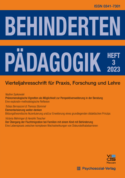 Cover der Ausgabe: Behindertenpädagogik Jahrgang 62 (2023), Heft 3
