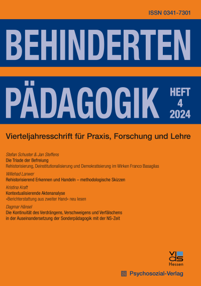 Cover der Ausgabe: Behindertenpädagogik Jahrgang 63 (2024), Heft 4