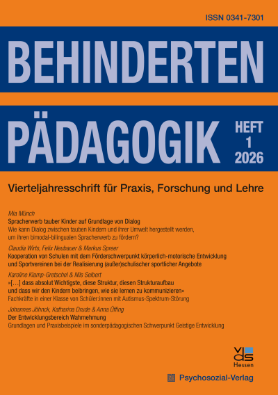 Cover of Volume: Behindertenpädagogik Volume 65 (2026), Issue 1