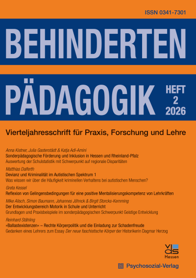 Cover der Ausgabe: Behindertenpädagogik Jahrgang 65 (2026), Heft 2
