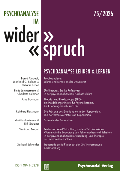 Cover der Ausgabe: Psychoanalyse im Widerspruch Jahrgang 38 (2026), Heft 1